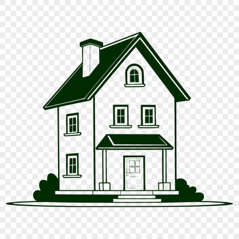 A simple 2D illustration of a house, suitable for digital editing or cutting machine projects.