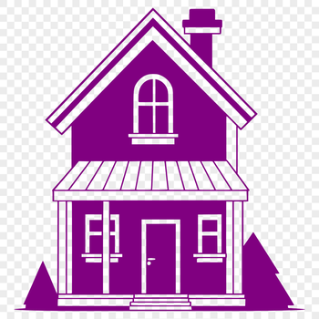 A simple 2D illustration of a residential building with multiple rooms and a roof.