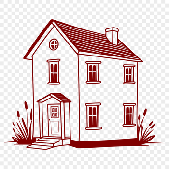 A simple line-drawn house illustration in vector format.