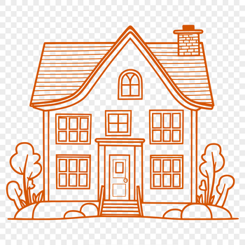 A simple illustration of a single-family home with a rectangular shape and a sloping roof.