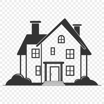 A simple 2D illustration of a residential building with a basic structure.