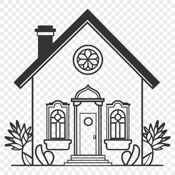 A simple vector illustration of a house with a clean design suitable for various uses including graphic design and crafting.