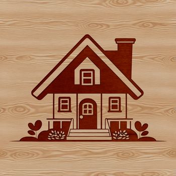 A minimalist 2D illustration of a residential house in a clean vector style.
