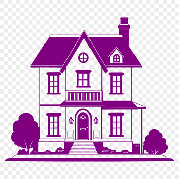 A simple house illustration made from clean lines and geometric shapes, suitable for vector graphics.