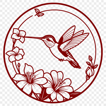 A colorful hummingbird perched on a blooming flower, depicted in vector art.