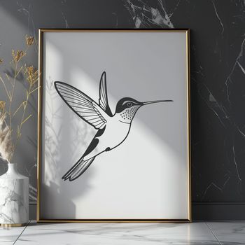 A colorful hummingbird with long beak and bright feathers perched on a branch.