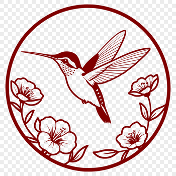 An intricately detailed illustration of a hummingbird in profile, suitable for use as vector art.