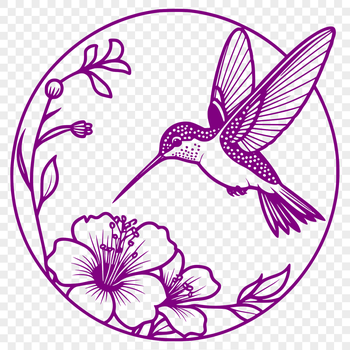 A colorful hummingbird perched on a floral arrangement, perfect for graphic design and vector art projects.