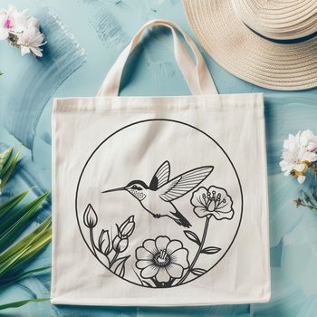 Colorful hummingbird perched on a floral branch, rendered in vector art style.