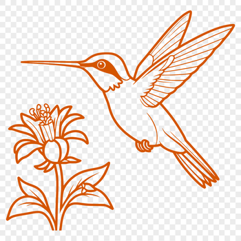 A stylized illustration of a hummingbird surrounded by floral elements.
