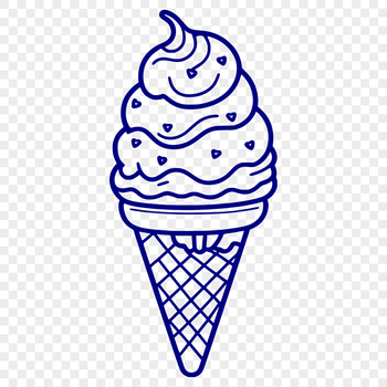 A colorful illustration of an ice cream sundae with multiple scoops and toppings.