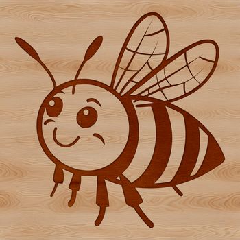 An illustration of a flying bee with intricate details, suitable for gardening or craft projects.
