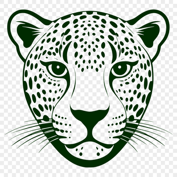 A detailed illustration of a jaguar's head, showcasing its distinctive features and markings.