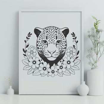 A sleek, big cat with distinctive spots, depicted in high-resolution vector format.