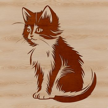 A cute sitting kitten depicted in vector format as clip art.