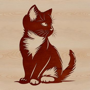 A cartoon kitten sitting on its hind legs with a playful expression.