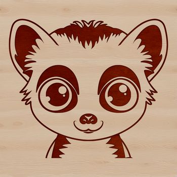 A high-resolution illustration of a lemur's head with intricate details.