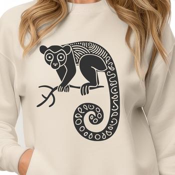 A detailed illustration of a wild lemur in a naturalistic pose, suitable for vector design and digital cutting.