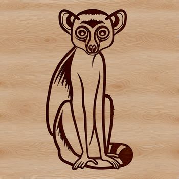 A digital illustration of a Lemur, a wild animal found in Madagascar.