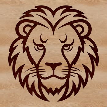 A simple line drawing of a lion's head, featuring the iconic features of a big cat.