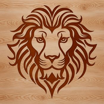 An illustration of the head of a lion, a big cat commonly found on safari, featuring detailed features.