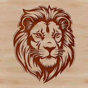A regal lion's head, representative of the big cat species found in savannas and grasslands.