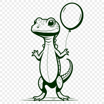 A small green lizard standing on its hind legs with its tail curled up.