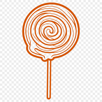 A colorful illustration of a lollipop with swirly design on a transparent background.