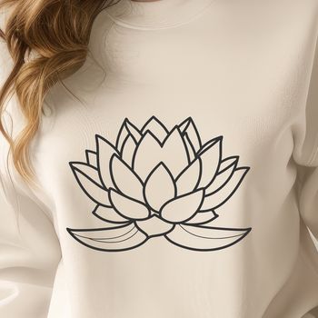 A detailed illustration of a lotus flower with petals and stem, suitable for various designs and crafts.