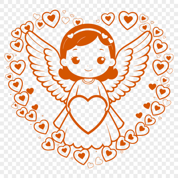 An angel silhouette with a heart in hand, created as vector art.