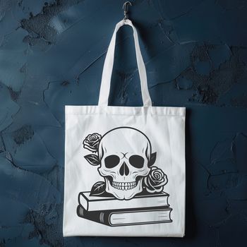 A stylized, gothic-inspired skull with intricate details and ornate flourishes.