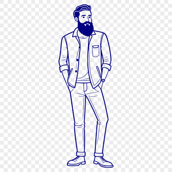 A detailed vector illustration of a bearded man.