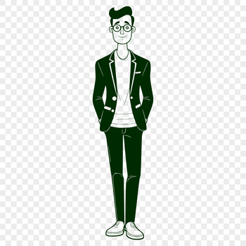 A simple outline illustration of a male figure in a neutral pose, suitable for vector graphics.
