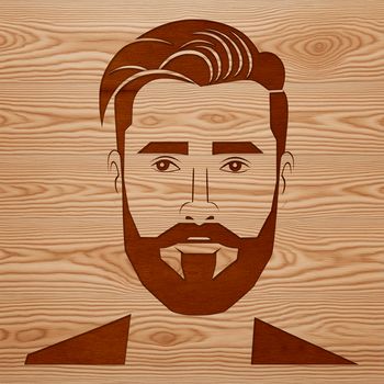 A male figure with a beard is depicted in a vector illustration style.