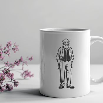 A digital illustration of a mature adult male figure created using vector graphics.