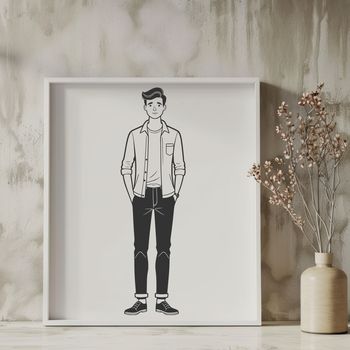A digital representation of a male figure, created using vector graphics.