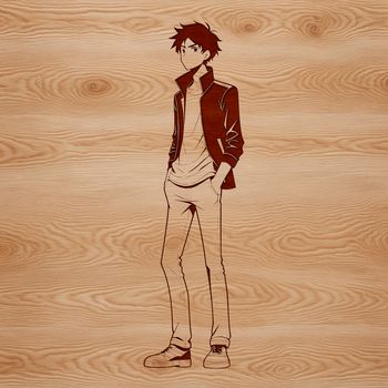 A male figure illustrated in vector format with clean lines and simple design.