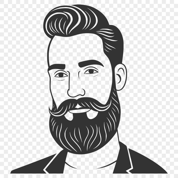 A male figure with a beard in an illustrative style.