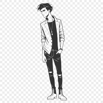 An illustration of a man created using scalable graphics technology for commercial or personal projects.