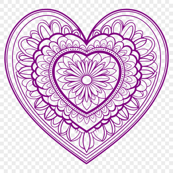 A detailed vector mandala design featuring a heart shape, ideal for crafting, cutting machine projects, or digital art.