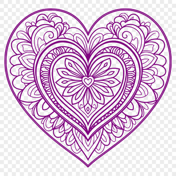 A colorful, intricate heart design featuring Mandalas.