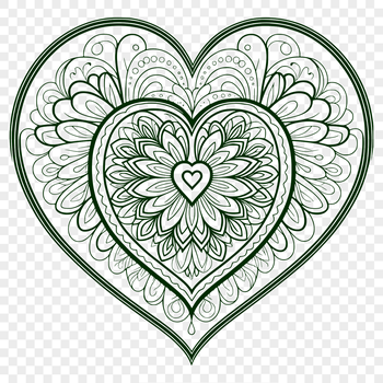 A vector illustration of a heart surrounded by intricate mandala patterns.