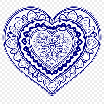 A geometric patterned heart design with intricate details in a vector format.