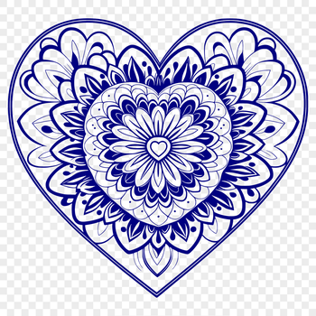 A colorful mandala design featuring a heart shape, suitable for digital crafting.