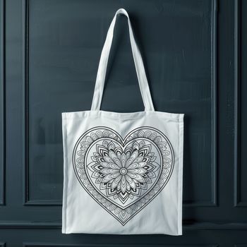 A intricate design of a heart-shaped mandala with symmetrical patterns.