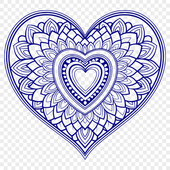 A colorful mandala design featuring a stylized heart shape, suitable for various crafting and designing applications.