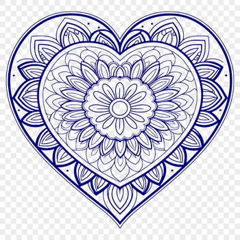 Mandala heart design created as vector art with intricate patterns and shapes.