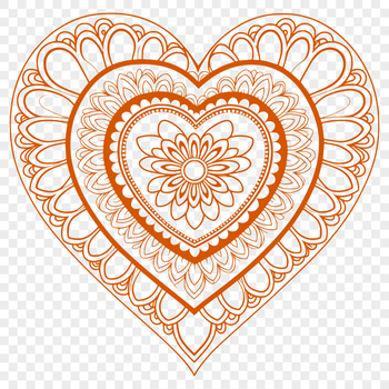 A intricate mandala heart design with floral patterns and geometric shapes, suitable for various digital projects.