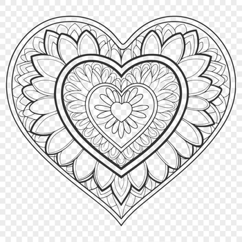 A colorful mandala design featuring a stylized heart shape, ideal for vector art and cutting machine projects.