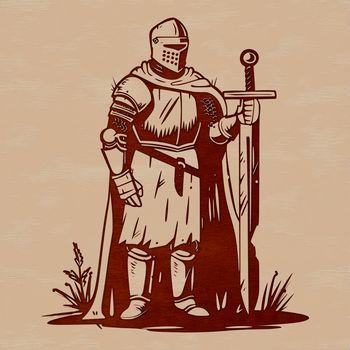 A medieval-inspired knight character designed as a vector graphic for various uses.